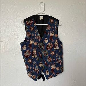Bobbie Brooks vintage Blue Christmas print  Vest